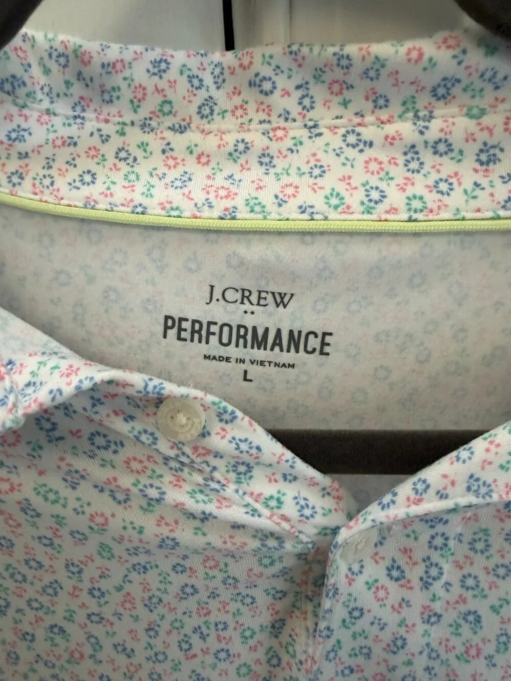J.Crew Performance Men’s Polo Shirt Large Floral Pink Blue Green